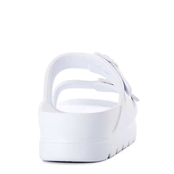 #368 New Women's Flatform Platform Buckle Sandals White Pool Slides Shoes 11 W - Picture 4 of 7